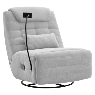 Luxusné otočné kreslo, polohovacie, hojdacie, svetlosivá látka, UMBRO