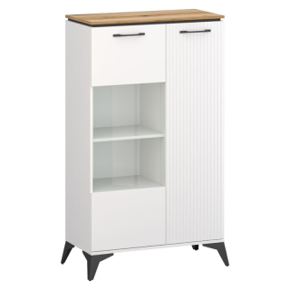 Nízka vitrína, 85cm, biela, dub evoke, VELIS 1D1W