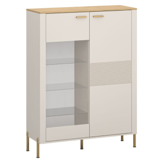 Nízka vitrína, 116cm, kašmír, dub kamenný, RUNOL 1D1W