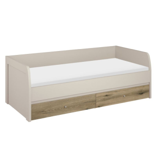 Posteľ, 90x200, s roštom, kašmír, dub evoke, KAROS 2S