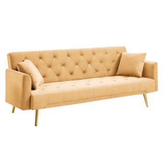 Rozkladacia pohovka, horčicová látka, gold chróm zlatý, ALISIA