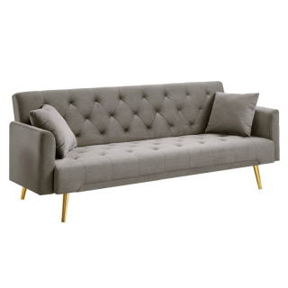 Rozkladacia pohovka, sivohnedá Taupe látka, gold chróm zlatý, ALISIA