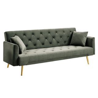 Rozkladacia pohovka, tmavo zelená látka, gold chróm zlatý, ALISIA