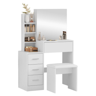 Toaletný stolík, 80cm, s taburetom, biely, RADAS
