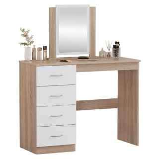 Toaletný stolík, 100cm, dub sonoma, biely, KLEVIS