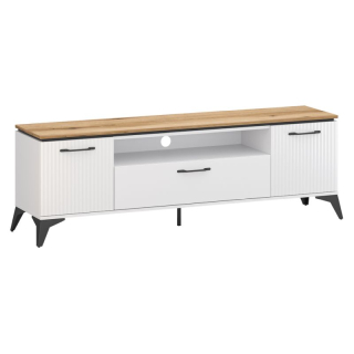 TV stolík, 175cm, biely, dub evoke, VELIS 2D1S
