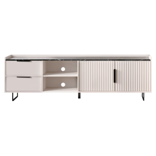 TV stolík, 200cm, kašmír, tmavý mramor, FRESIO RTV2D2S