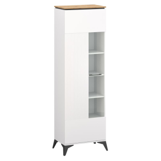 Vitrína, 67cm, biela, dub evoke, VELIS 1D