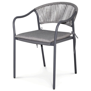 Záhradná stolička, kov, polyratan, sivá, AZC-L1352 GREY