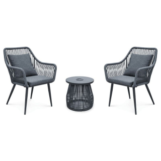 Záhradný set 1+2, solárne podsvietenie, kov, sivý, AZS-L1314 GREY