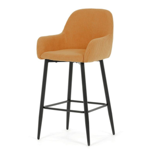 Barová stolička, žltá látka, nohy čierne, AUB-V4009 YEL6