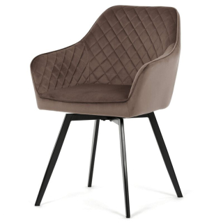 Jedálenská stolička, hnedá, zamatová látka, DCH-425 BR4
