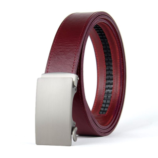 Kožený opasok s automatickou prackou ARGENTUM, Bordový