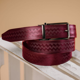 Kožený opasok BLACK CLOSE, Bordový