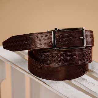 Kožený opasok BLACK CLOSE, Tmavo hnedý