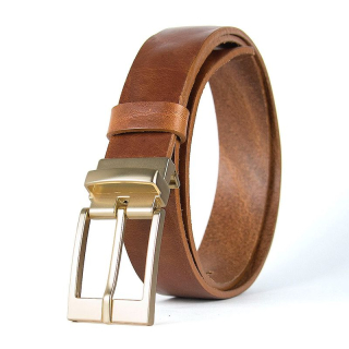 Kožený opasok AURELIA s dezénom, hnedý