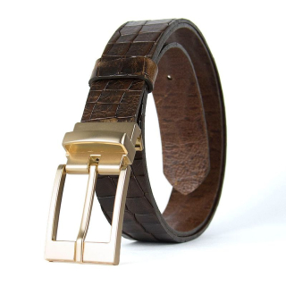 Kožený opasok AURELIA CROCO, Tmavo hnedý