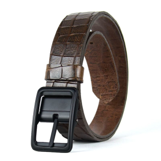 Kožený opasok BLACKFORGE CROCO, Tmavo hnedý