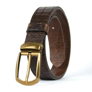 Kožený opasok HERITAGE CROCO, Tmavo hnedý