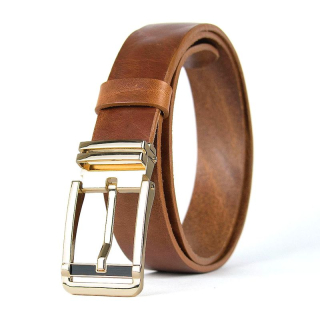 Kožený opasok IRON VEIL s dezénom, hnedý