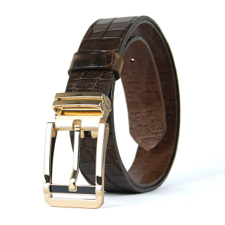 Kožený opasok IRON VEIL CROCO, Tmavo hnedý