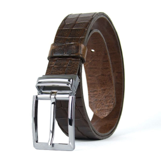 Kožený opasok OBSIDIAN CROCO, Tmavo hnedý