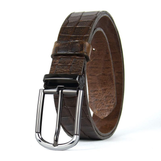 Kožený opasok ONYX EDGE CROCO, Tmavo hnedý