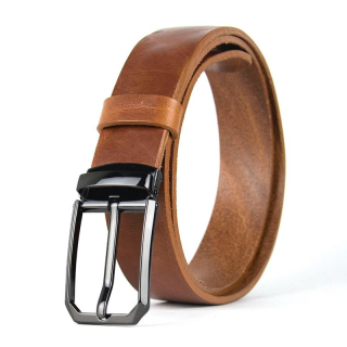 Kožený opasok PLATINUM s dezénom, hnedý