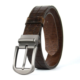 Kožený opasok STEEL NOVA CROCO, Tmavo hnedý