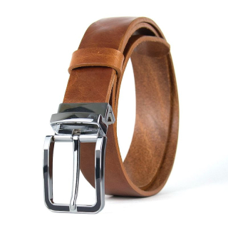 Kožený opasok STRIKE s dezénom, hnedý