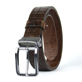 Kožený opasok STRIKE CROCO, Tmavo hnedý