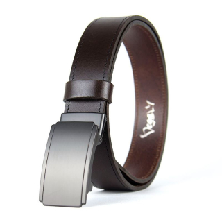 Kožený opasok MIDNIGHT s brzdovou prackou, Tmavo hnedý