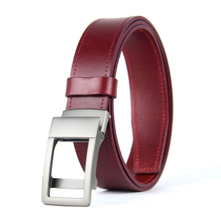 Kožený opasok NICKEL AXIS s brzdovou prackou, Bordový