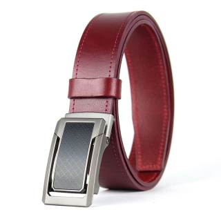 Kožený opasok NICKEL CORE s brzdovou prackou, Bordový