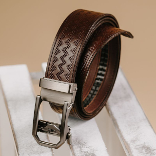 Kožený opasok NICKEL GAP – automatická pracka, limitovaná edícia (tmavo hnedý)