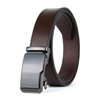 Kožený opasok NOBLEFORCE s automatickou prackou, Tmavo hnedý