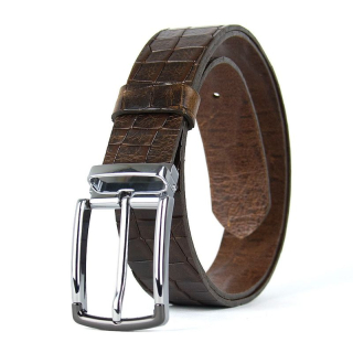 Kožený opasok SILVERLINE CROCO, Tmavo hnedý