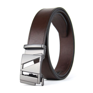Kožený opasok SURVEX s automatickou prackou, Tmavo hnedý