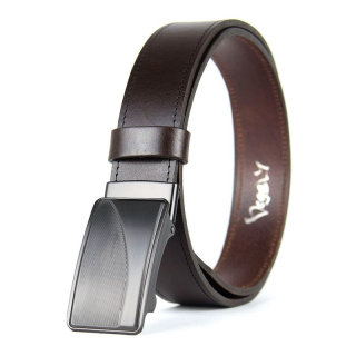 Kožený opasok TITAN CURVE s brzdovou prackou, Tmavo hnedý