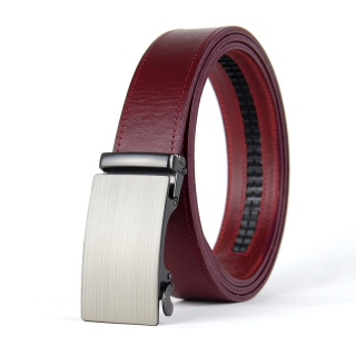 Kožený opasok VELOX s automatickou prackou, Bordový