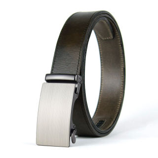 Kožený opasok VELOX s automatickou prackou, Olivový