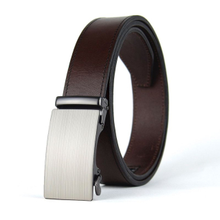 Kožený opasok VELOX s automatickou prackou, Tmavo hnedý