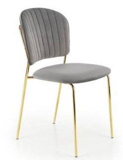 Jedálenská stolička, sivá látka, nohy gold chróm zlatý, K-499