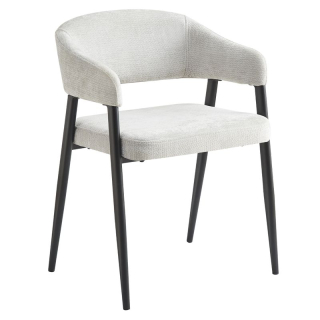 Dizajnové jedálenské kreslo, svetlosivá látka, nohy kov čierny, NIZAR TYP 2