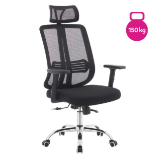 Kancelárske kreslo, čierna látka, sieťovina, chróm, DUVAL