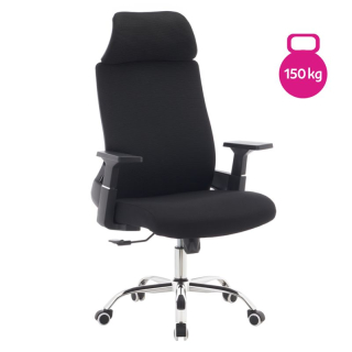 Kancelárske kreslo, čierna látka, sieťovina, chróm, HOLGER