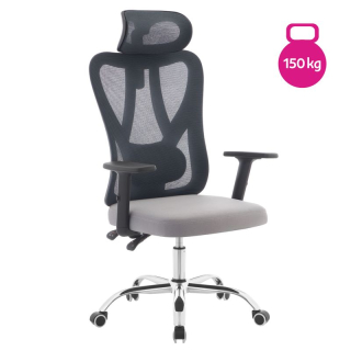 Kancelárske kreslo, svetlosivá látka, tmavosivá sieťovina, chróm, ADEMIR