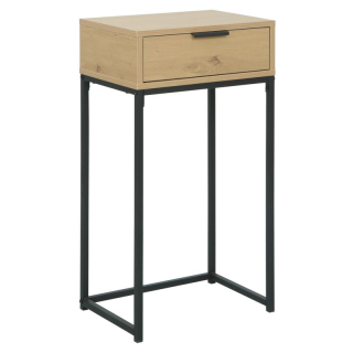 Konzolový stolík so zásuvkou, 40cm, dub, čierny, LERTOS