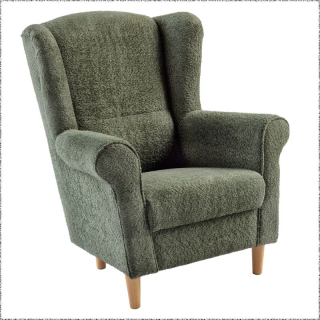 Kreslo ušiak, zelená látka Coral, CHARLOT