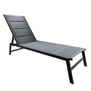 Polohovacie záhradné lehátko, čierna látka, kov, LOPEZ